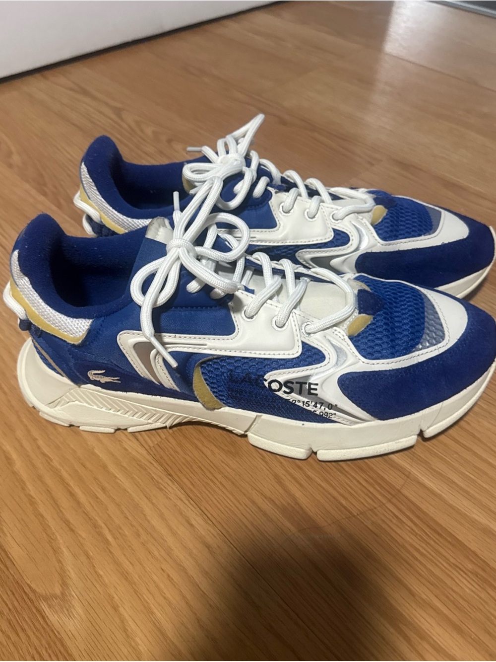 Lacoste Men's Sneakers L003 Neo Lace-up Sneakers Shoes Blue White Size 11 USED - Picture 5 of 16